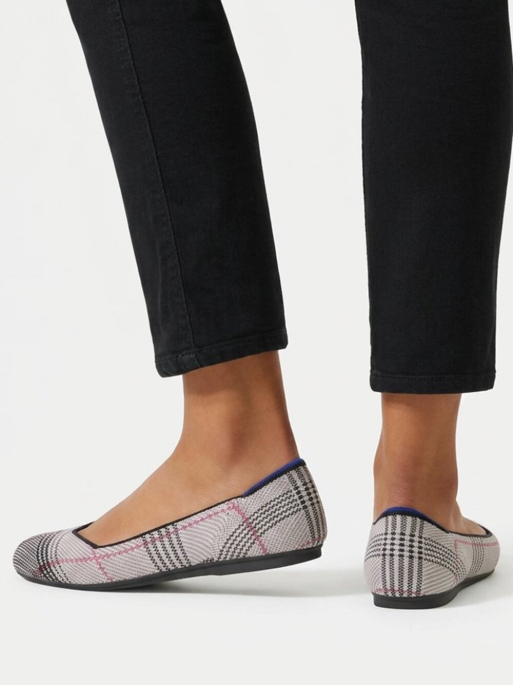 Rothy's The Flat Grey Glen Plaid Ballet Flats Round Toe Washable Women's 8.5